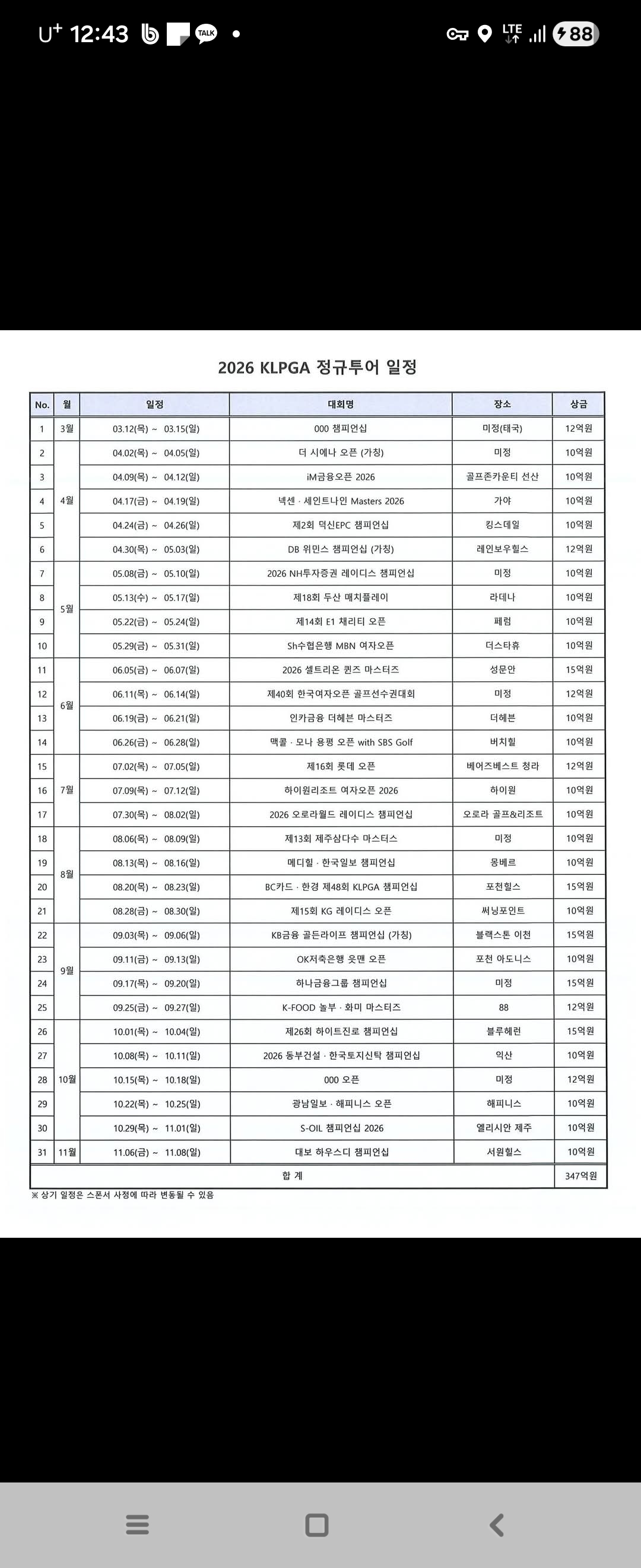 2026 Klpga 경기